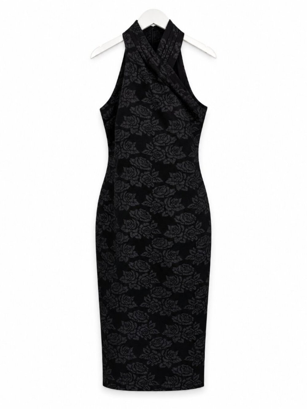 RACHEL Rachel Roy Black Floral Halter Sheath Dress Sz 4 Like New